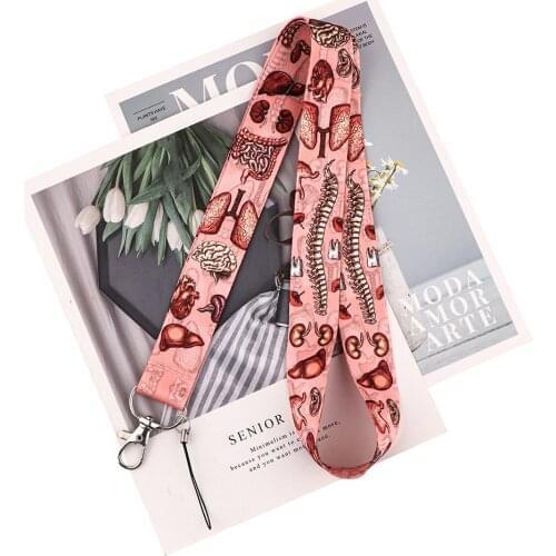 24pcs/lot MD965 DMLSKY Human organs Medicine Lanyard for Neck Strap Lanyard Card Badge Keychain Rope Doctor Nurse Accessories