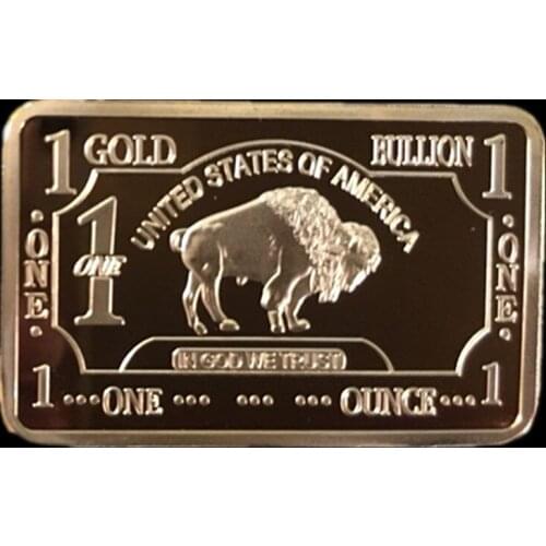 5 pcs The Baffalo coin buffalo yellow stone park animal bull ox 24k gold plated ingot 50 mm x 28 mm souvenir decoration coin