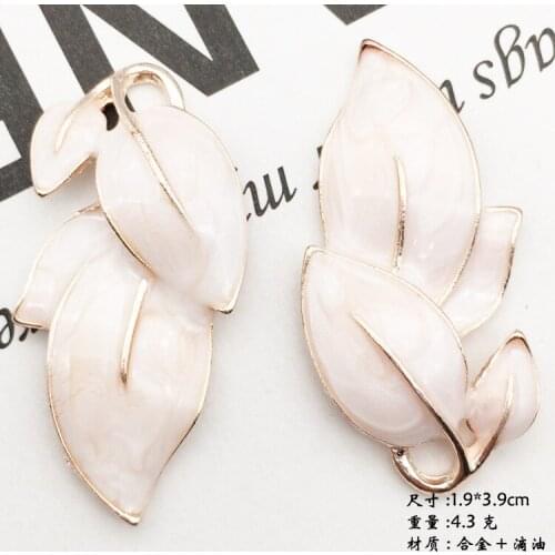 New 6pcs High Quality Fashion Enamels Charms Gift White Tree leaves Alloy Pendant DIY Necklace Earring Headwear Accessories