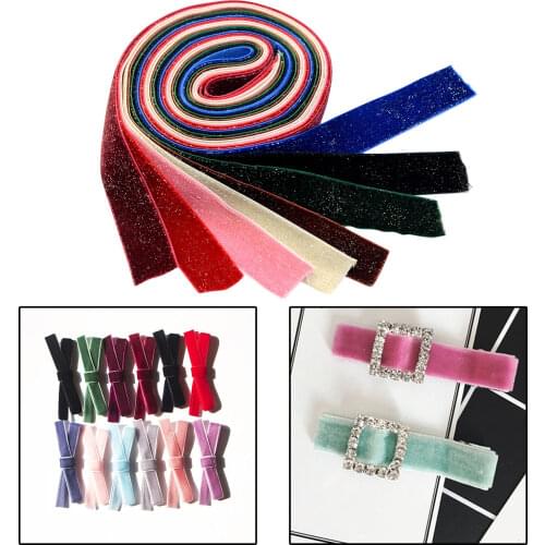 8pcs 2yards/25mm Glitter Velvet Ribbon for Handmade Gift Bouquet Wrapping Supplies Home Party Decorations Christmas Ribbons