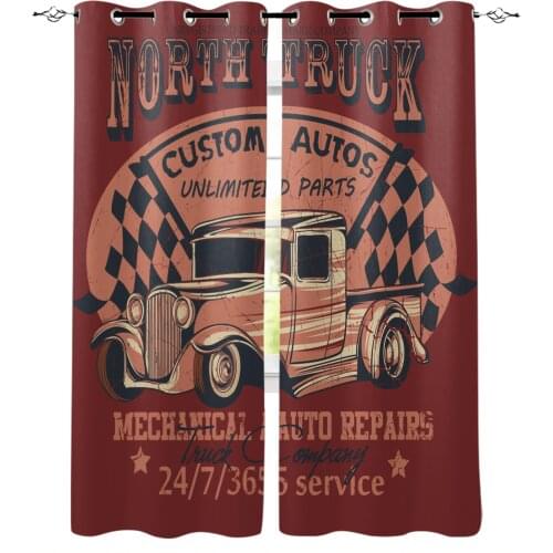 Old Truck Abstract Poster Vintage Blackout Curtains For Living Room Bedroom Window Treatment Blinds Drapes Kitchen Curtains