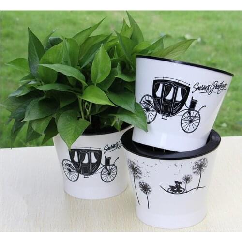 WHITE PLANT POTS Home Garden Office Decor Planter Plastic Plant Flower Pots Garden Supplies Automatic watering Free Shipping