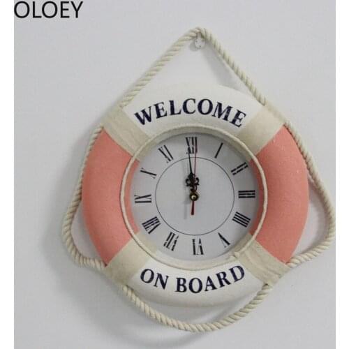 Large 3d Wall Clock Vintage Ocean Theme Life Buoy Clock Living Room Bedroom Childrens Room Boy Girl Wall Watch Mediterranean