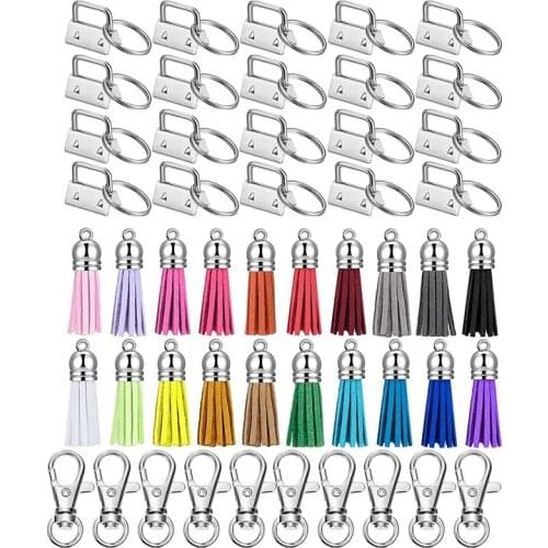 60 Pcs Key Fob Hardware Set Include 20 Keychain Tassel 20 Swivel Snap Hook for Key Chain Hardware Supplies