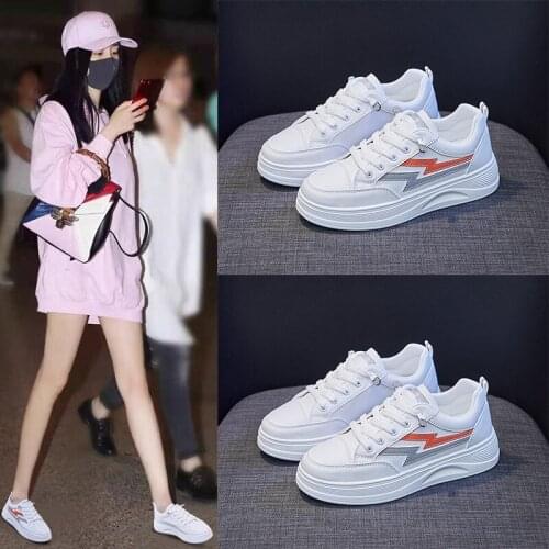 Womens Casual White Shoes Fashion Breathable Sakte Shoes Girl Leisure Low Tops Flat Student Thick-soled Sneakers Running Shoes