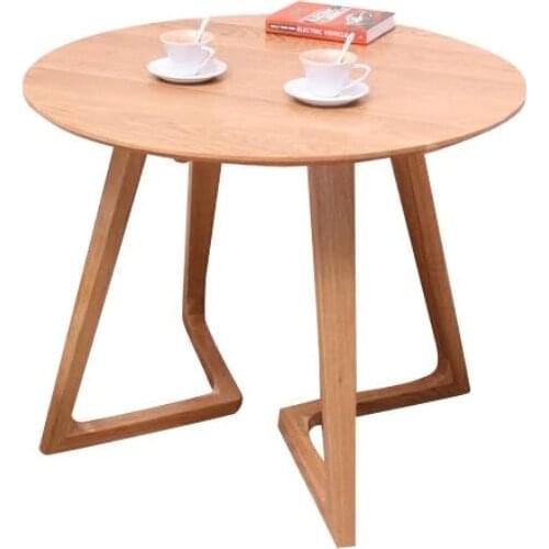 Nordic solid wood round dining table Small apartment dining table Negotiating coffee table White oak dining table
