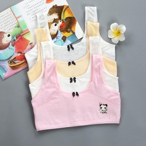 Cute Cotton Teen Girls Training Bra Tube Top Puberty Schoolgirl Sports Bras Elasticity Teenager Underwear Kids Sleeveless Vest