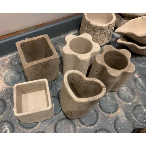 Mini Flower Pot Cement Concrete Molds Square Round Silicone Mold DIY Pen Candle Holder Decoration Mould