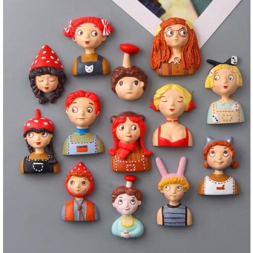 Cartoon Boy Girl Refrigerator Magnetic Sticker Resin Fridge Home Ornament Decor Fridge Sticker Wall stickers stickers for home