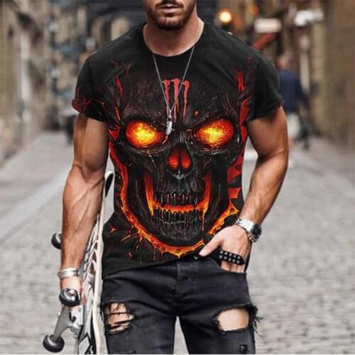 Mens Fashion Summer T-Shirt Men 2021 3D Skull Printing Male T-Shirt Breathable Streetwear Printed T Shirt Men Size XXS-6XL