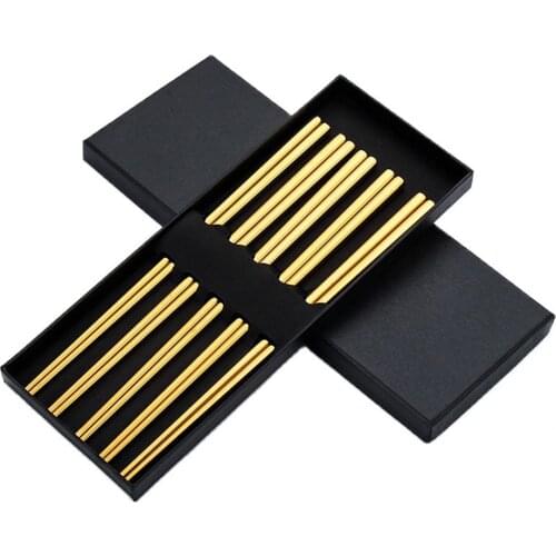 Gold Stainless Steel Chopsticks Sets Gift Box