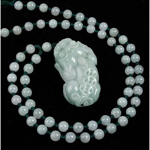 Natural A-level green Emerald money Pixiu pendant men and women auspicious lucky jade necklace pendant jewelry gift