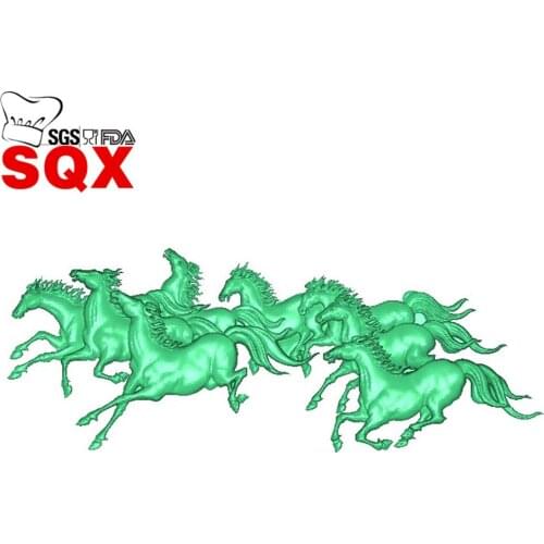 New arrival eight running Pony horse Shape Silicone Cake Molds Non-Stick Fondant Sugar cake Moulds Kitchen Accessories MR101