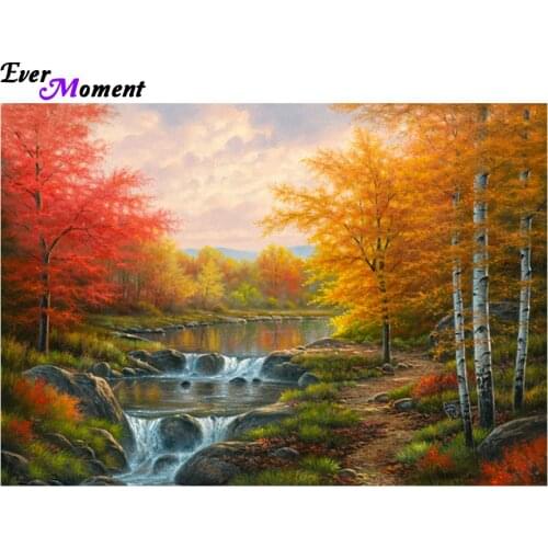 New DIY Diamond Painting Kit 3D Cross Stitch Full Square Diamond embroidery Autumn landscape Diamond Mosaic Crafts ASF440