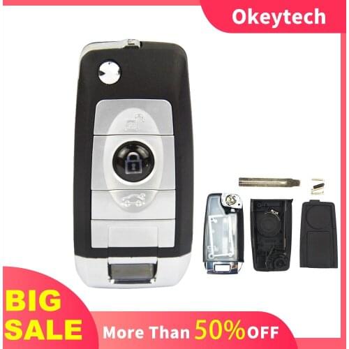 OkeyTech 3BT Modified Flip Folding Remote Car Key Shell For For Ford Focus Fiesta Mk C Max K Replacement Case Fob HU101 Blade