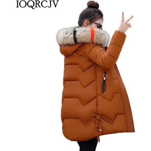 2019 Winter New Coat Jacket Long Parkas Fashion Women Thick Down Cotton Parka Female Slim Fur Collar Warm Outerwear R1013