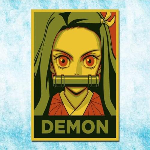 Demon Slayer Anime Tanjirou Zenitsu Nezuko Poster Art Silk Canvas Retro Print For Home Room Decor Decoration-005