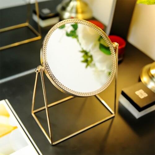 360° Rotation Metal Makeup Mirror Single Sided Vintage Vanity Mirror Golden MOLF