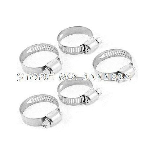 Adjustable 19-29mm Range Metal Worm Drive Hose Clamp Clip 5 Pcs