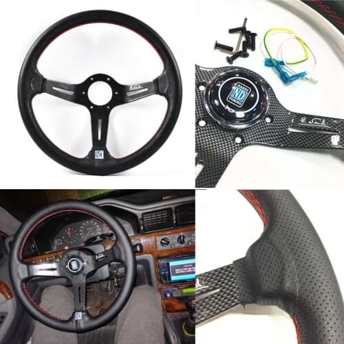 14 Inch 350mm Steering Wheel Leather Car Carbon Fiber Look vertex steering wheel Sport Drift Wheel With Embroidery N*logo