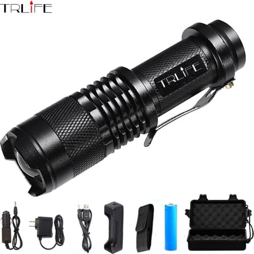 LED Flashlight L2/T6 5Modes Zoom Lamp Waterproof Torch+18650 Battery+AC/Car Charger+USB Charger+Holster+Gift BOX