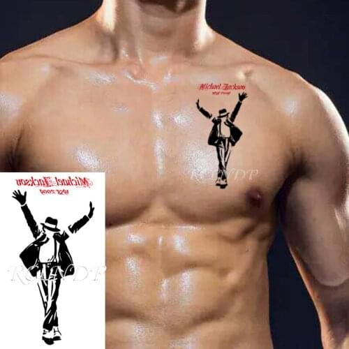 Waterproof Temporary Tattoo Sticker Michael Jackson Letter Dancing Man Hat Pattern Flash Tatoo Fake Tatto for Kids Men Women