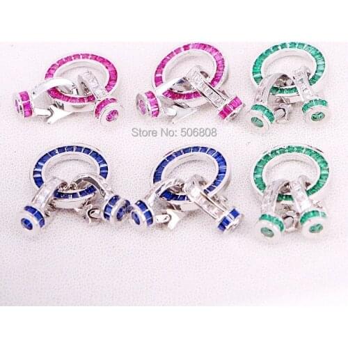 5PCS Round 2 Loop Buckel CLASP, CZ Micro Pave Donut Buckle Clasp, CZ Micro Pave Interlocking Clasp Fastener, Clasp, Findings