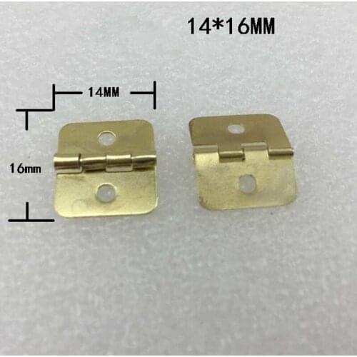 Yellow Metal Cabinet Door Luggage Mini Hinge,2 Holes Decor,Furniture Decoration,Antique Vintage Old Style,14*16mm,20Pcs
