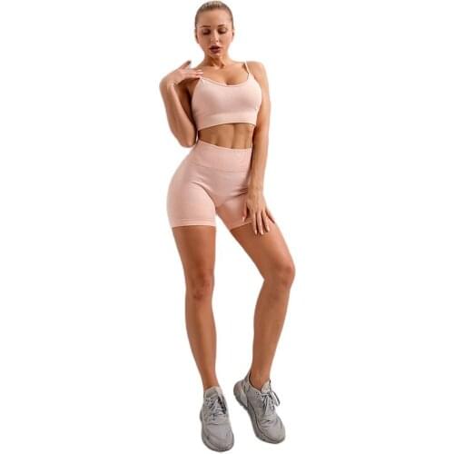 Women Sport Wear Shorts Leggings Set Fitness Clothing Gym Shockproof Running Crop Top Bra Legging Shorts Tight Elastic Yoga Set