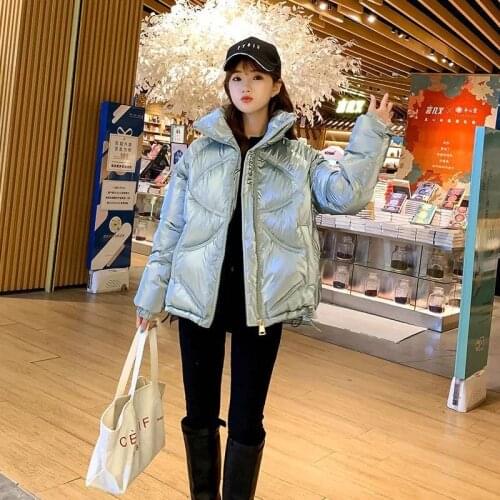 Winter Jacket Women 2020 short Glossy Parkas Woman Winter jackets Warm stand collar coat solid Soft woman Coat Female parka