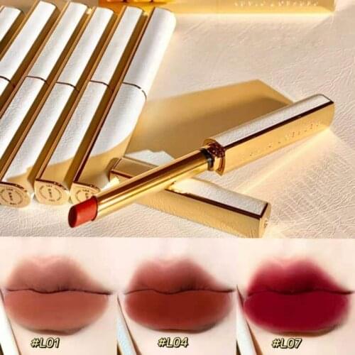 Zq PERFECT DIARY Small Stiletto Heel Lipstick Thin Tube Matte 520 Gift Gift Box Leather Case Free Shipping