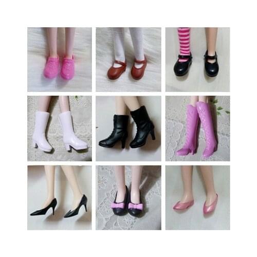 1/6 High Heel Shoes For Dolls For Licca Momoko Doll Blyth doll Shoes Fashion Plastic Shoes For Girls Dolls White Red Shoes