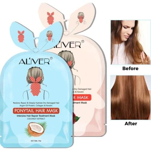 1Pcs 15ml Natural Coconut Rose Nutritious Hair Mask Deep Nourishment Hair Membrane Repair Bifurcation Hair Treatments Care TSLM2