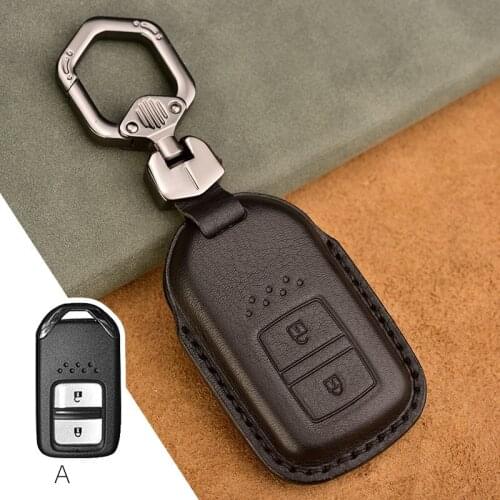 1pcs Genuine Leather Car Key Case Cover for Honda Accord Civic 2018 2019 Odyssey CRV Pilot HRV Vezel City keyless entry