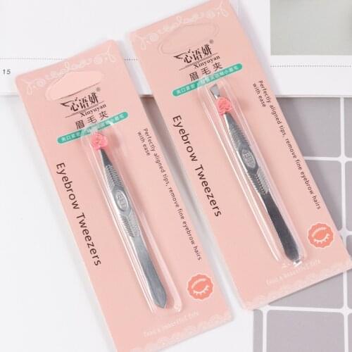 1Pcs/Set Professional Stainless Steel Hair Removal Clip Eyebrow Face Hair Remover Tweezers Slanted Tip Makeup Beauty Tool Sliver