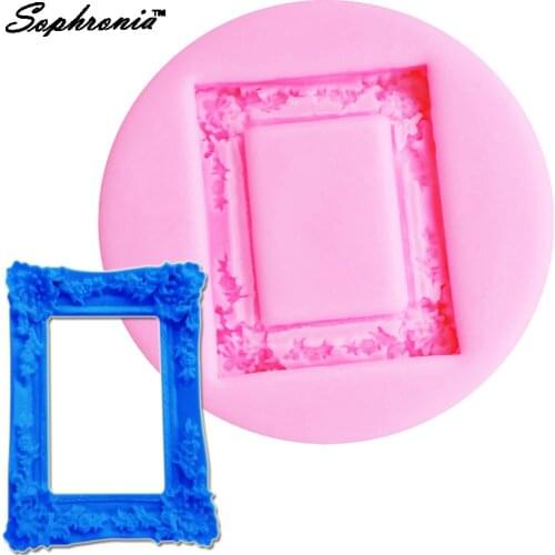 10PCS/SET M430 Classical Relief Cake Vintage Mirror Frame Silicone Mold Tools Chocolate Cupcake Christmas Cake5.7*4.7*1cm