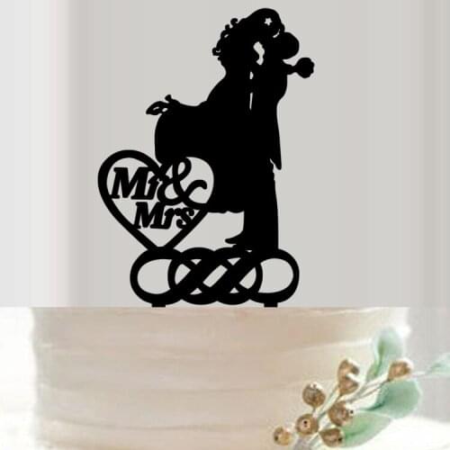 100pcs/lot Creative kissing bride groom MR&MRS design wedding cake inserted card Wedding Cake Topper Party Cake Decorations