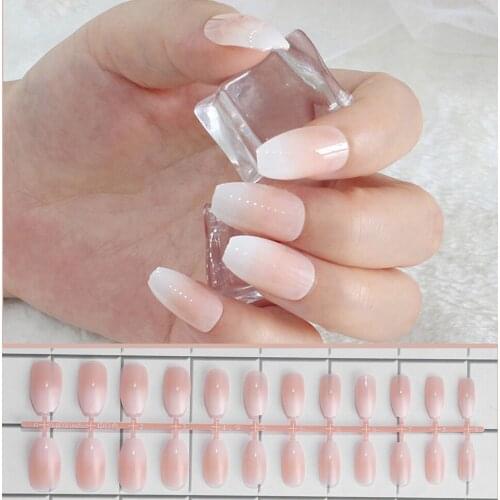 24Pcs French False Nail Tips Natural Light Pink Fake Nails Art Manicure Tool Full Cover Artificial Acrylic Fake Nail Art Tips