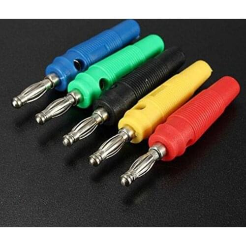 5Pcs/lot Red/Black/Blue/Green/Yellow 4mm Solderless Side Stackable Banana Plug