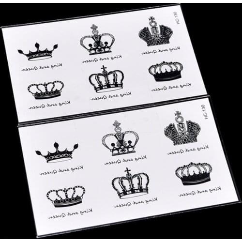 6 Patterns Different Black Crown Brand Fashion Waterproof Temporary Tattoo Sticker Tatoo Tatto Women Flash Fake Henna
