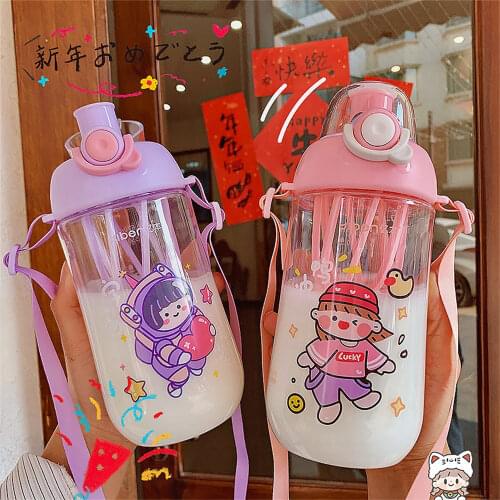 670ml Deer Horn Water Bottles For Girls Kids PP Plastic Travel Drinking Bottle School Durable BPA Free Tea Mug Outdoor Camping
