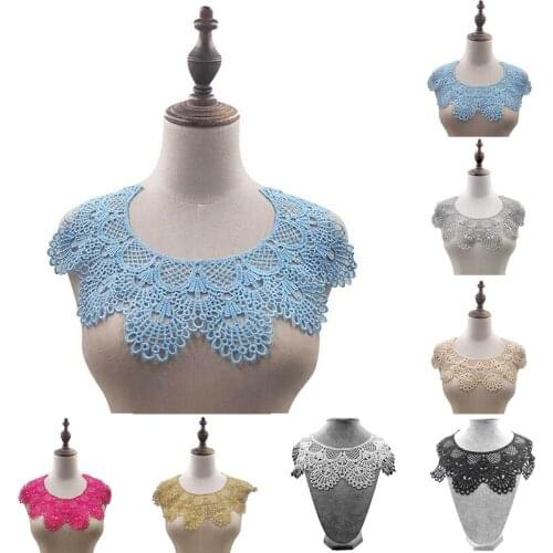 7 Colors Style High Quality White Lace Fabic Embroidered Applique Neckline for Lace Fabric Sewing Supplies Scrapbooking 41*28cm
