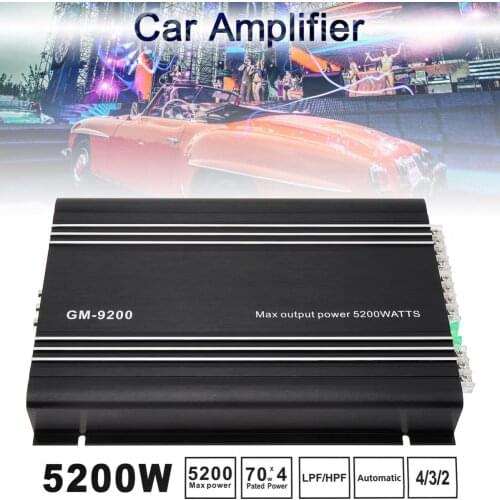 5200W Car Stereo Amplifiers Class 4 Channel AB Digital Aluminum Alloy Universal High Power Stereo Amp for Car / Home