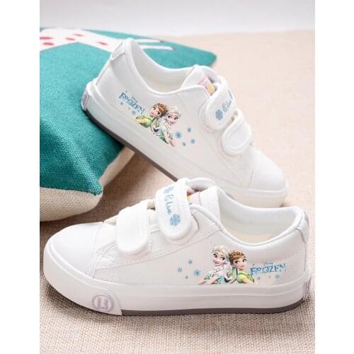 Disney princess Girls frozen canvas white shoes kids elsa anna Sport Sneakers princess cartoon beauty kids shoes for kids gift