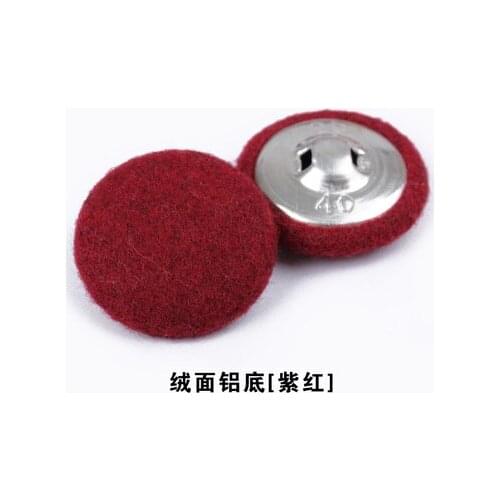 Free shipping 30pcs/lot purple red suede cover aluminum bottom button coat female cotton cloth covered buttons 25mm