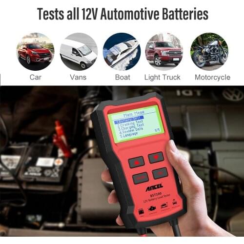 ANCEL BST100 Car Battery Tester Charger Analyzer 12V 2000CCA Voltage Battery Test Car Battery Tester Charging Cricut Load Tools