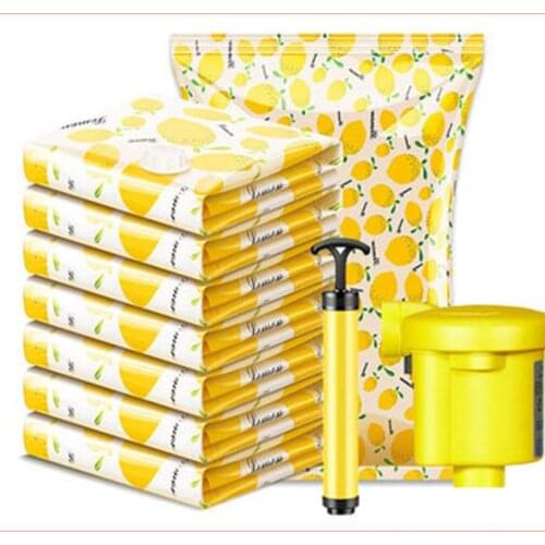 New Household Vacuum Bags For Clothes Quilt Organizer Cute Lemon Closet Organizer Travel Compression Storage Bag