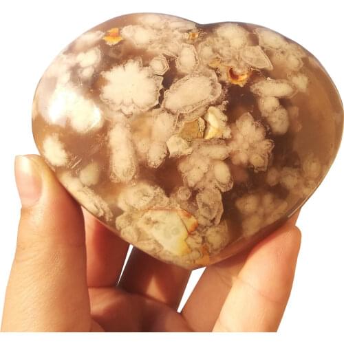 Flower Agate Heart Crystal Carving Cherry Blossom Agate
