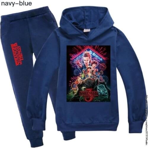 Stranger Things Child Tracksuit Autumn boy Clothing Sets Children Boys Girls Clothes Kids Hooded T-shirt Pants 2 Pcs Set