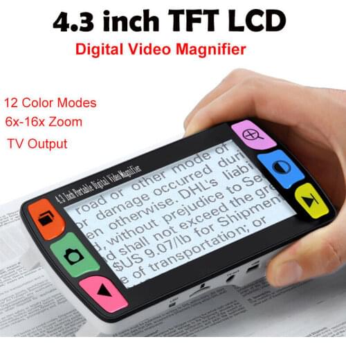 Eyoyo Video Magnifier Electronic Handheld Magnify Screen 6x-16x Low Vision Reading Aid 12 Color Modes lupa con luz led